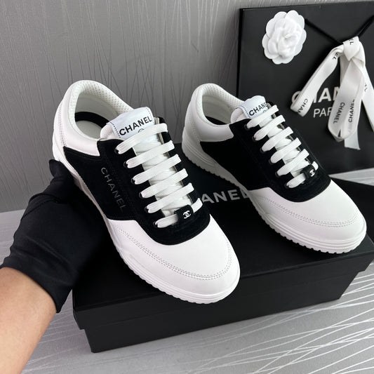 Sneakers C piel blanco con negro